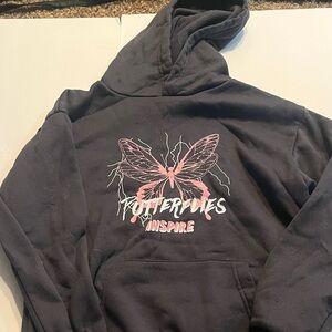 Grey Hoodie with Pink Butterfly Design